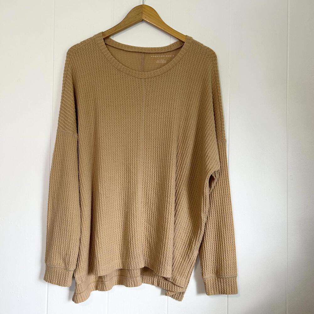 American Eagle Outfitters Waffle Knit Long Sleeve Oversized Shirt Women's Large